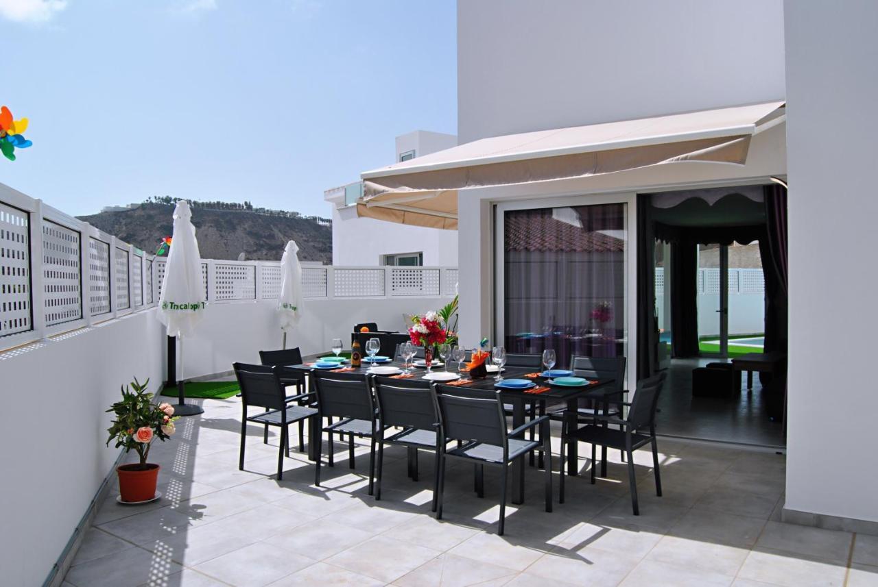 Big Villa Tauro With Private Heated Saltwater Pool & Jacuzzi & Bbq & Game Room & Arcade Games Mogán Kültér fotó